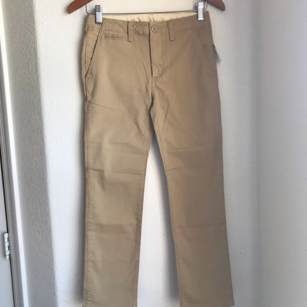 GAP Kids Uniform Chino Pants Khaki size 10 Unisex Design Button Cinch Adj. Waist